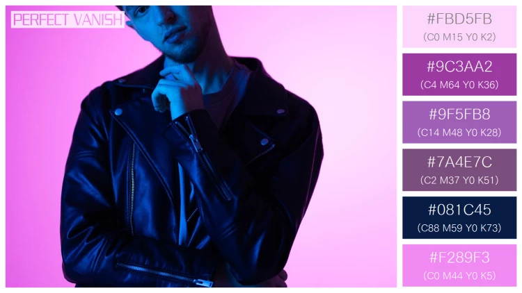 スタイリッシュな男性モデルの無料配色パターン 6色 フリー neon light studio