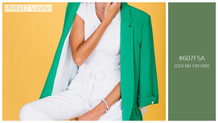 ファッショナブルな女性モデルの無料配色パターン 1色 フリー woman green jacket