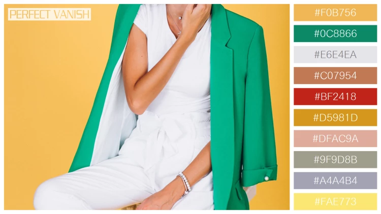 ファッショナブルな女性モデルの無料配色パターン 10色 フリー woman green jacket