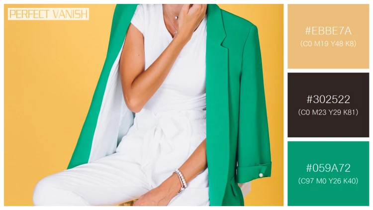 ファッショナブルな女性モデルの無料配色パターン 3色 フリー woman green jacket