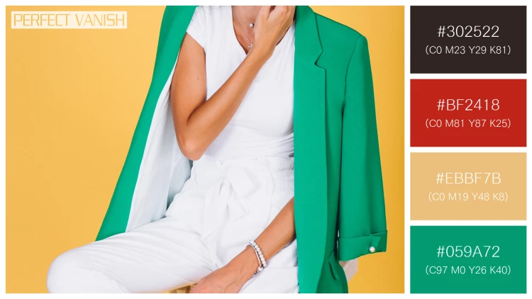 ファッショナブルな女性モデルの無料配色パターン 4色 フリー woman green jacket