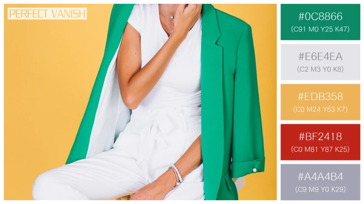 ファッショナブルな女性モデルの無料配色パターン 5色 フリー woman green jacket