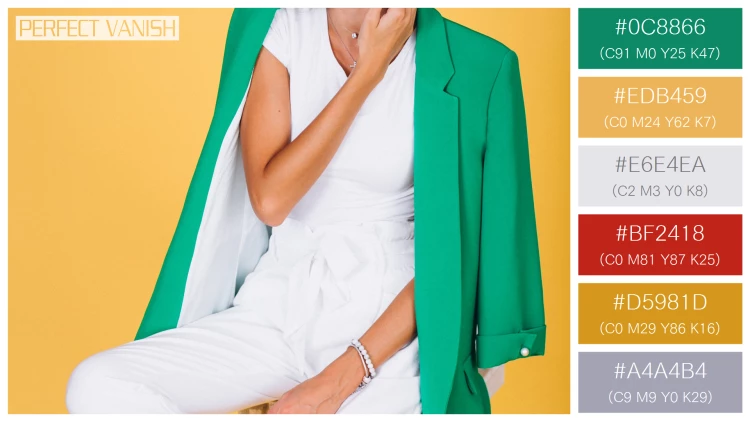 ファッショナブルな女性モデルの無料配色パターン 6色 フリー woman green jacket