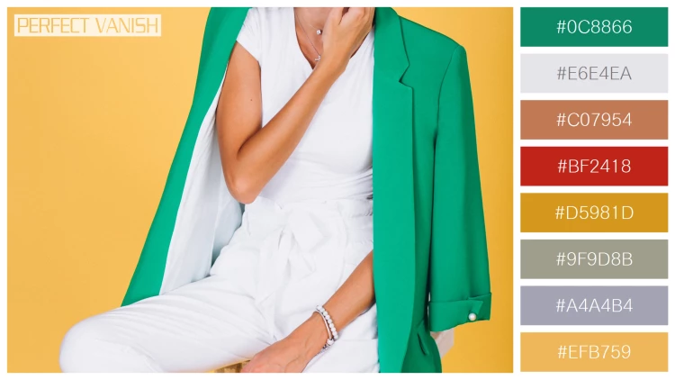 ファッショナブルな女性モデルの無料配色パターン 8色 フリー woman green jacket