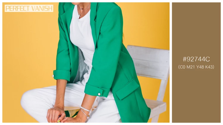 ファッショナブルな女性モデルの無料配色パターン 1色 フリー woman green jacket