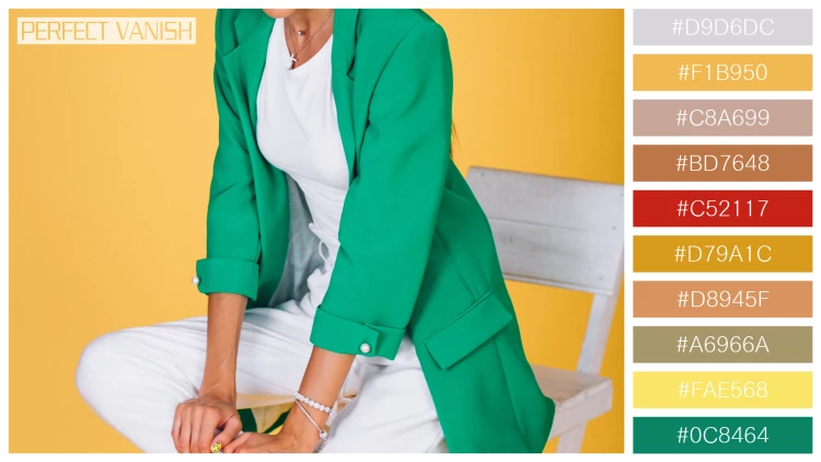ファッショナブルな女性モデルの無料配色パターン 10色 フリー woman green jacket