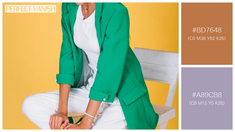 ファッショナブルな女性モデルの無料配色パターン 2色 フリー woman green jacket