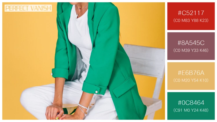 ファッショナブルな女性モデルの無料配色パターン 4色 フリー woman green jacket
