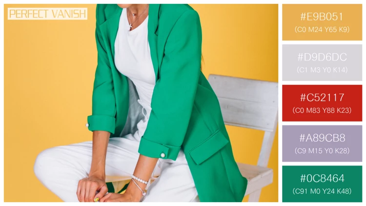 ファッショナブルな女性モデルの無料配色パターン 5色 フリー woman green jacket