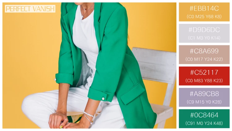 ファッショナブルな女性モデルの無料配色パターン 6色 フリー woman green jacket