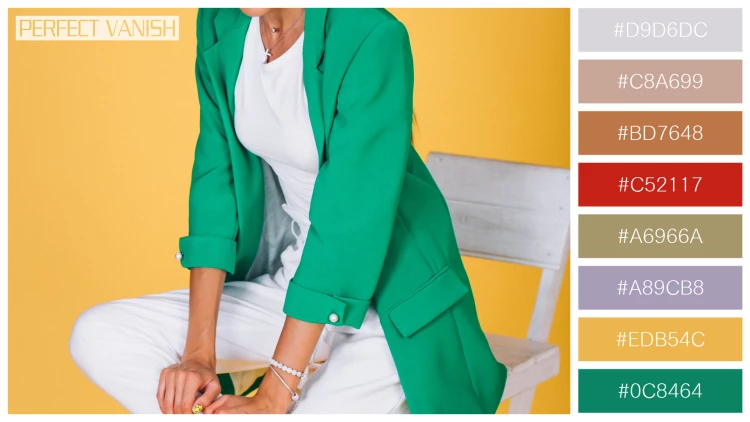 ファッショナブルな女性モデルの無料配色パターン 8色 フリー woman green jacket