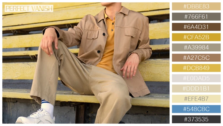 スタイリッシュな男性モデルの無料配色パターン 12色 フリー man sitting grandstands