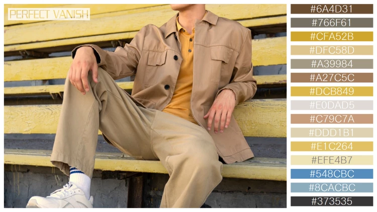 スタイリッシュな男性モデルの無料配色パターン 15色 フリー man sitting grandstands