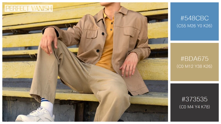 スタイリッシュな男性モデルの無料配色パターン 3色 フリー man sitting grandstands