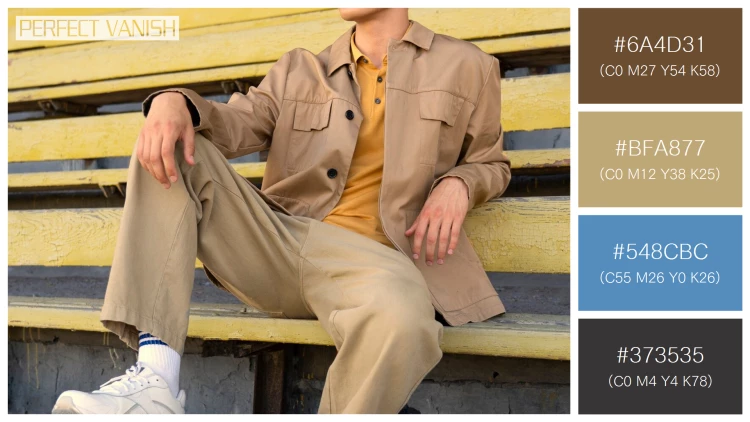 スタイリッシュな男性モデルの無料配色パターン 4色 フリー man sitting grandstands