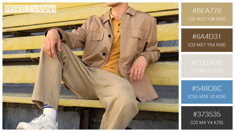 スタイリッシュな男性モデルの無料配色パターン 5色 フリー man sitting grandstands