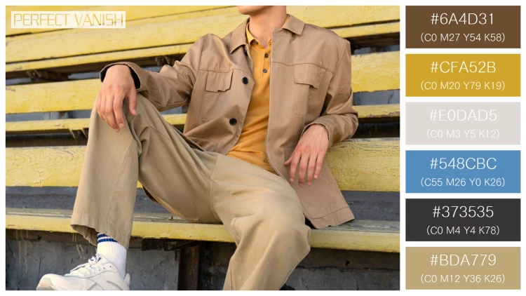 スタイリッシュな男性モデルの無料配色パターン 6色 フリー man sitting grandstands