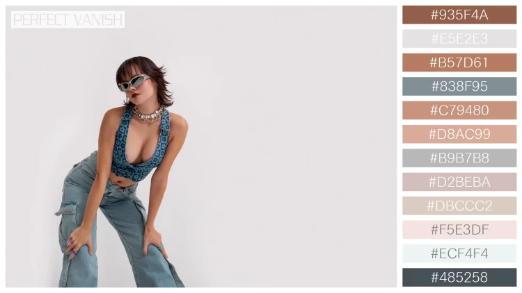 ファッショナブルな女性モデルの無料配色パターン 12色 フリー young woman posing