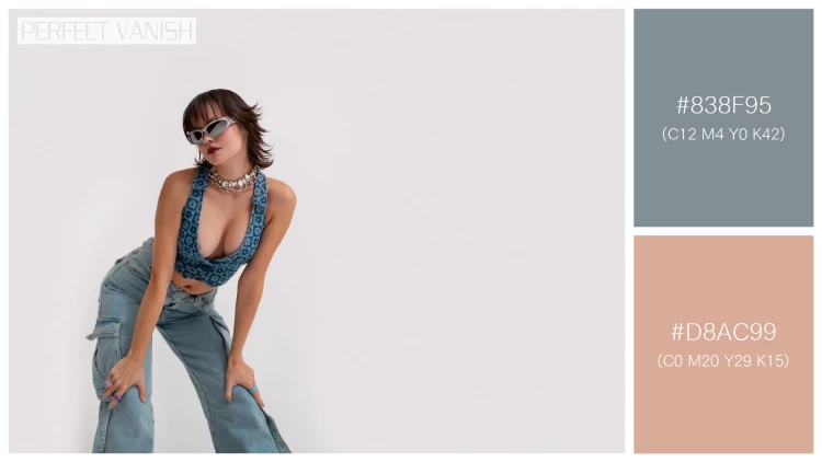 ファッショナブルな女性モデルの無料配色パターン 2色 フリー young woman posing