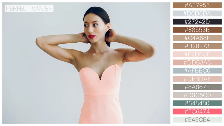 ファッショナブルな女性モデルの無料配色パターン 15色 フリー elegant lady pink