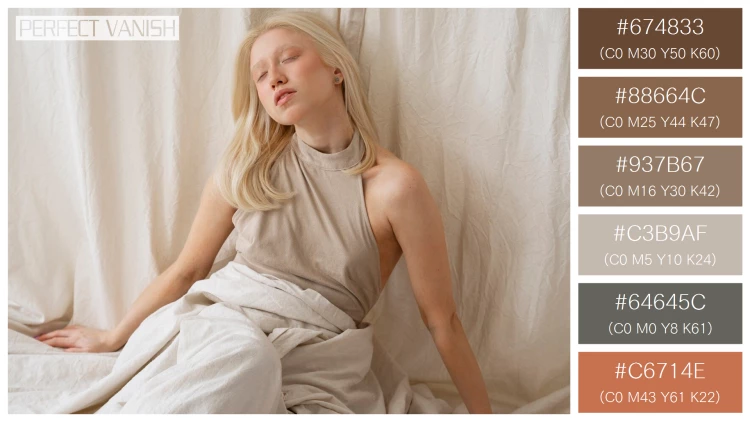 ファッショナブルな女性モデルの無料配色パターン 6色 フリー portrait beautiful albino