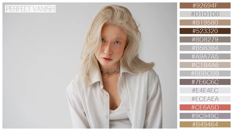 ファッショナブルな女性モデルの無料配色パターン 15色 フリー portrait beautiful albino