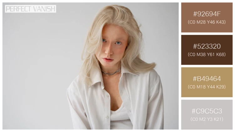 ファッショナブルな女性モデルの無料配色パターン 4色 フリー portrait beautiful albino