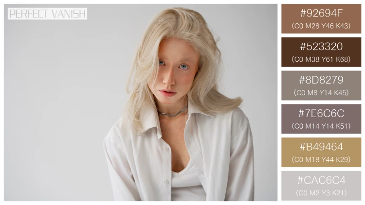 ファッショナブルな女性モデルの無料配色パターン 6色 フリー portrait beautiful albino