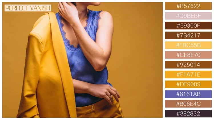 ファッショナブルな女性モデルの無料配色パターン 12色 フリー portrait woman yellow