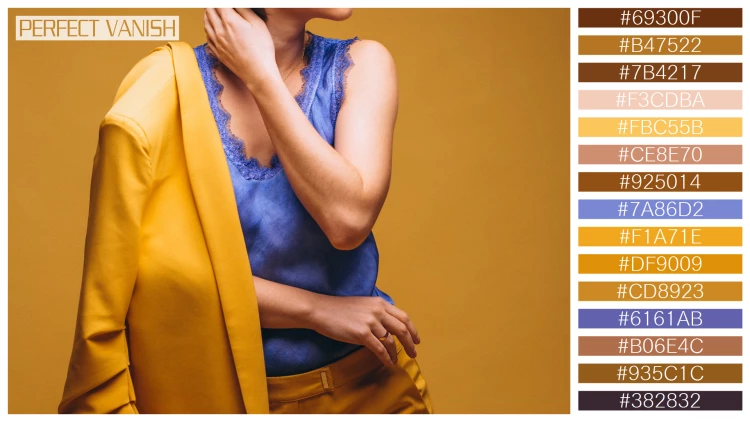 ファッショナブルな女性モデルの無料配色パターン 15色 フリー portrait woman yellow