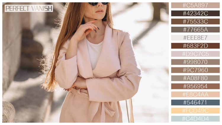 ファッショナブルな女性モデルの無料配色パターン 15色 フリー woman coat walking