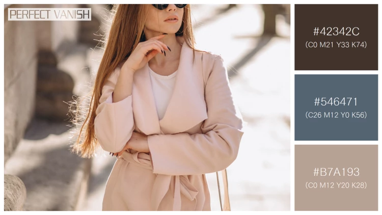 ファッショナブルな女性モデルの無料配色パターン 3色 フリー woman coat walking