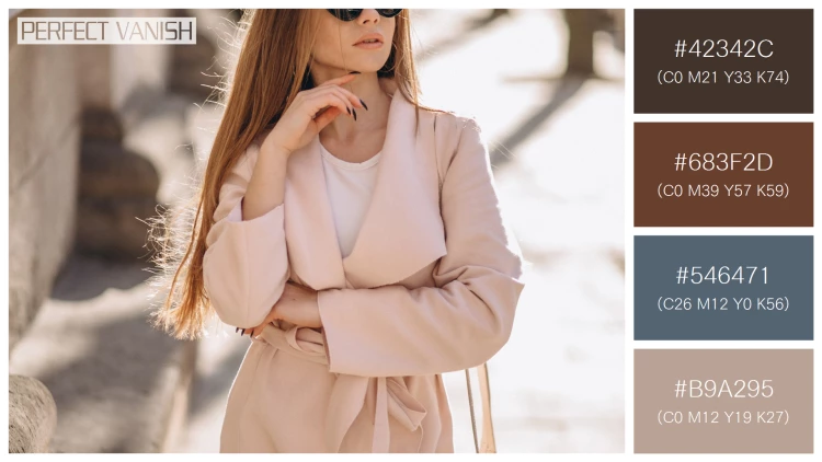 ファッショナブルな女性モデルの無料配色パターン 4色 フリー woman coat walking