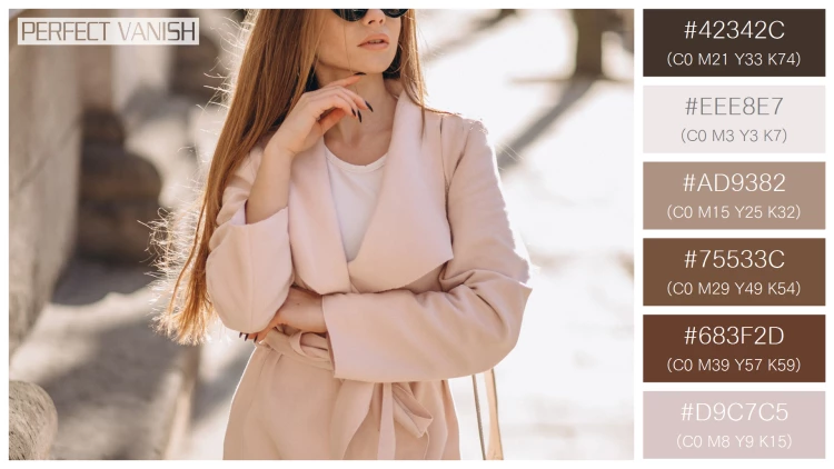 ファッショナブルな女性モデルの無料配色パターン 6色 フリー woman coat walking
