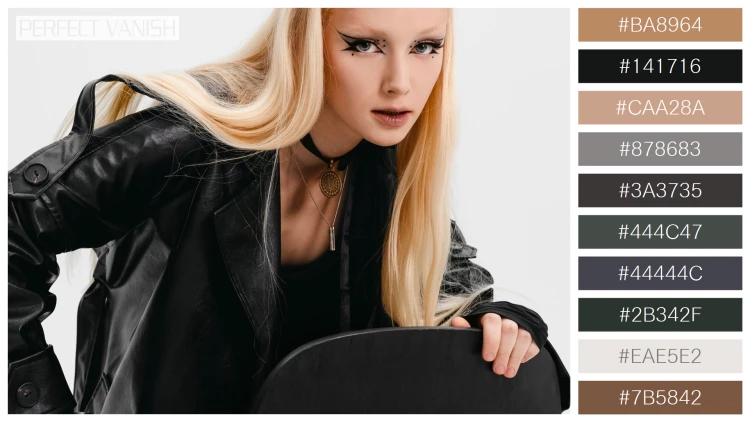 ファッショナブルな女性モデルの無料配色パターン 10色 フリー medium shot goth