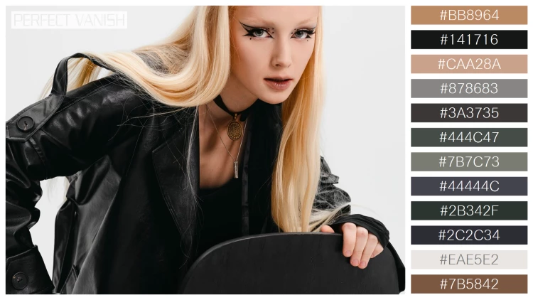 ファッショナブルな女性モデルの無料配色パターン 12色 フリー medium shot goth