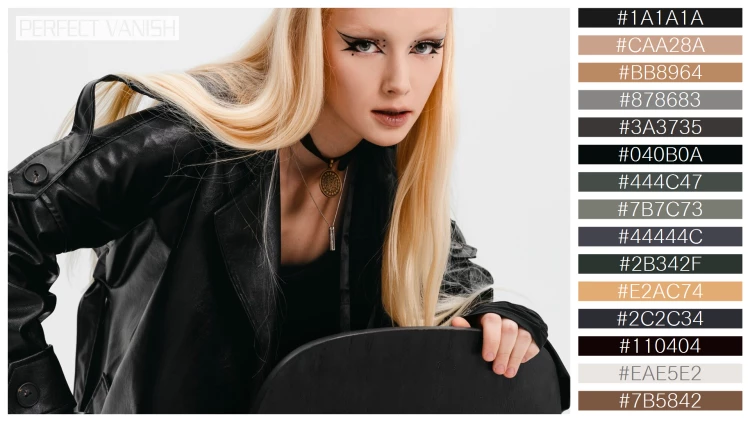ファッショナブルな女性モデルの無料配色パターン 15色 フリー medium shot goth
