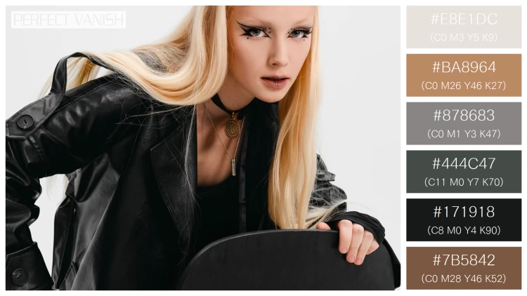 ファッショナブルな女性モデルの無料配色パターン 6色 フリー medium shot goth