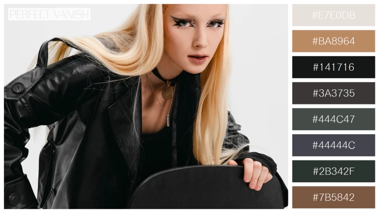 ファッショナブルな女性モデルの無料配色パターン 8色 フリー medium shot goth