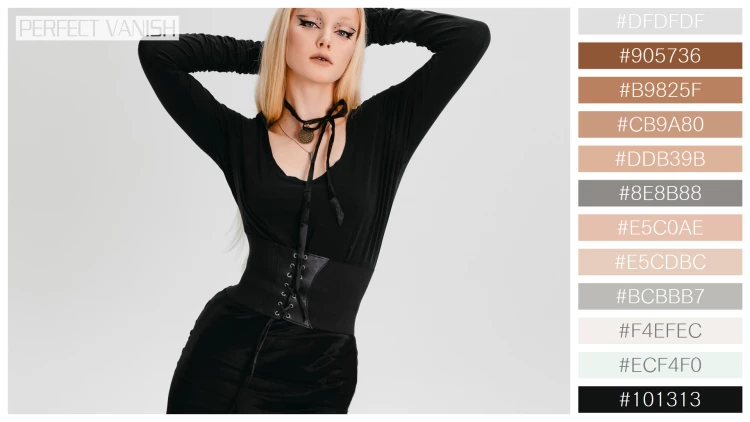 ファッショナブルな女性モデルの無料配色パターン 12色 フリー front view goth