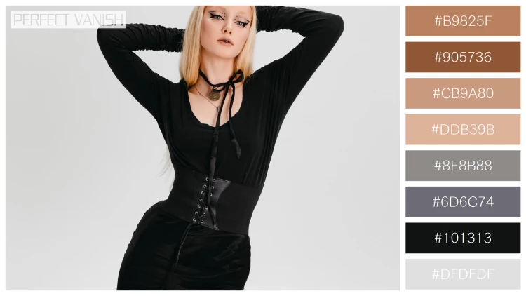 ファッショナブルな女性モデルの無料配色パターン 8色 フリー front view goth