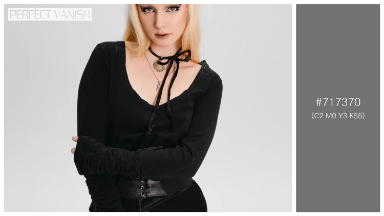 ファッショナブルな女性モデルの無料配色パターン 1色 フリー front view goth