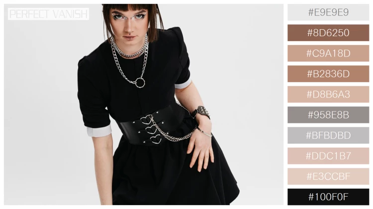 ファッショナブルな女性モデルの無料配色パターン 10色 フリー front view goth