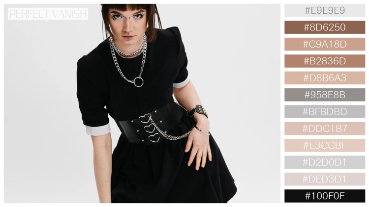 ファッショナブルな女性モデルの無料配色パターン 12色 フリー front view goth