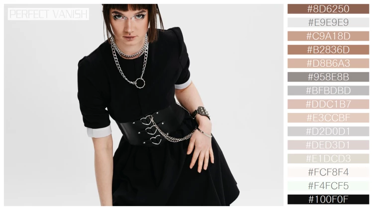 ファッショナブルな女性モデルの無料配色パターン 15色 フリー front view goth