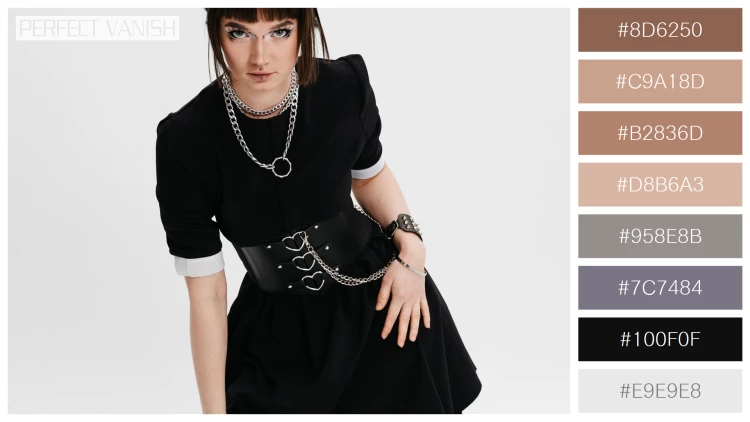 ファッショナブルな女性モデルの無料配色パターン 8色 フリー front view goth