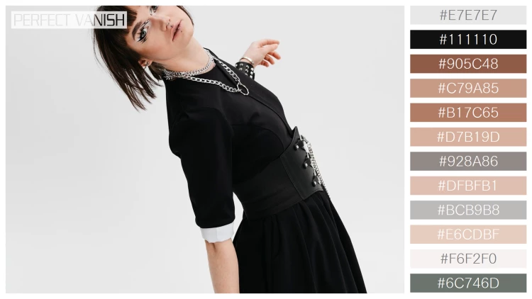 ファッショナブルな女性モデルの無料配色パターン 12色 フリー side view goth