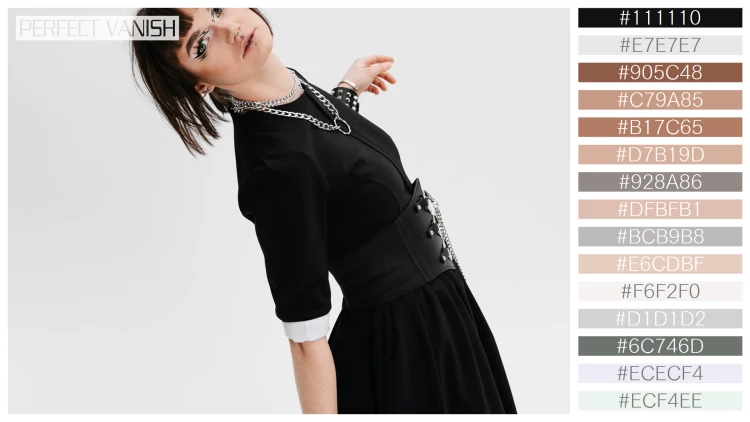 ファッショナブルな女性モデルの無料配色パターン 15色 フリー side view goth