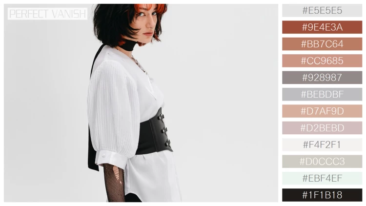 ファッショナブルな女性モデルの無料配色パターン 12色 フリー side view goth