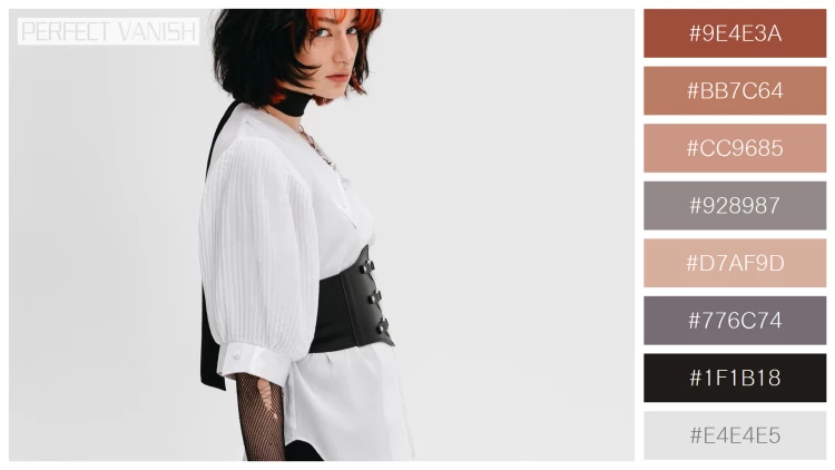 ファッショナブルな女性モデルの無料配色パターン 8色 フリー side view goth